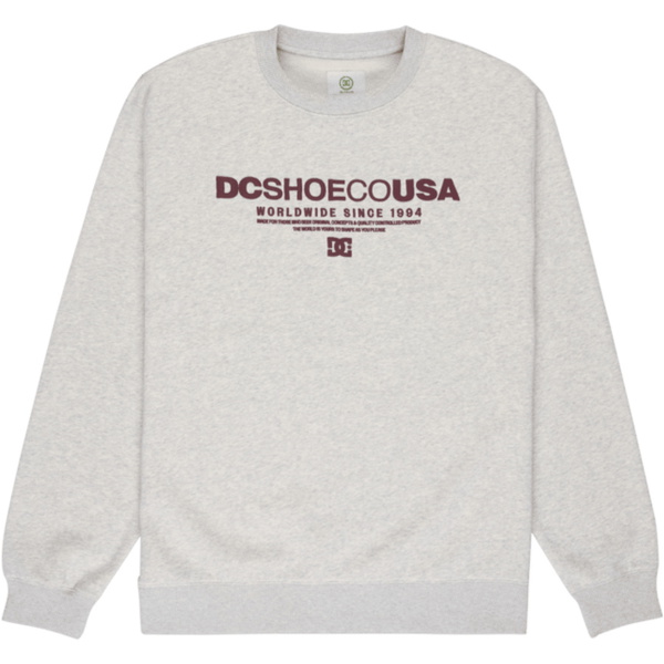 2026 DC Shoes Mens DC Heritage Font Sweatshirt EDYSF03288 - Light Heather Grey